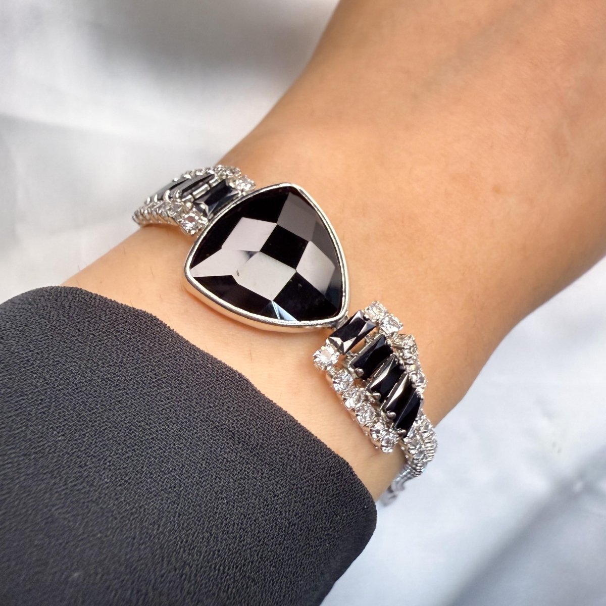 Black Crystal Glam Bracelet - Inara Jewellery
