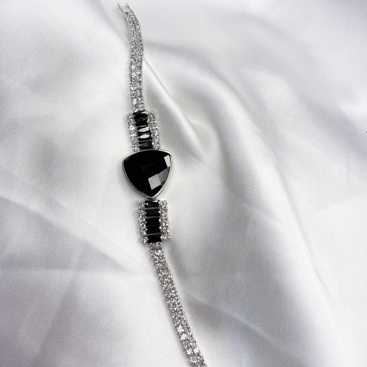 Black Crystal Glam Bracelet - Inara Jewellery
