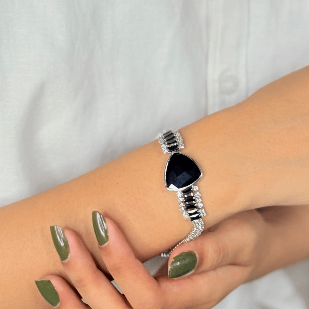 Black Crystal Glam Bracelet - Inara Jewellery