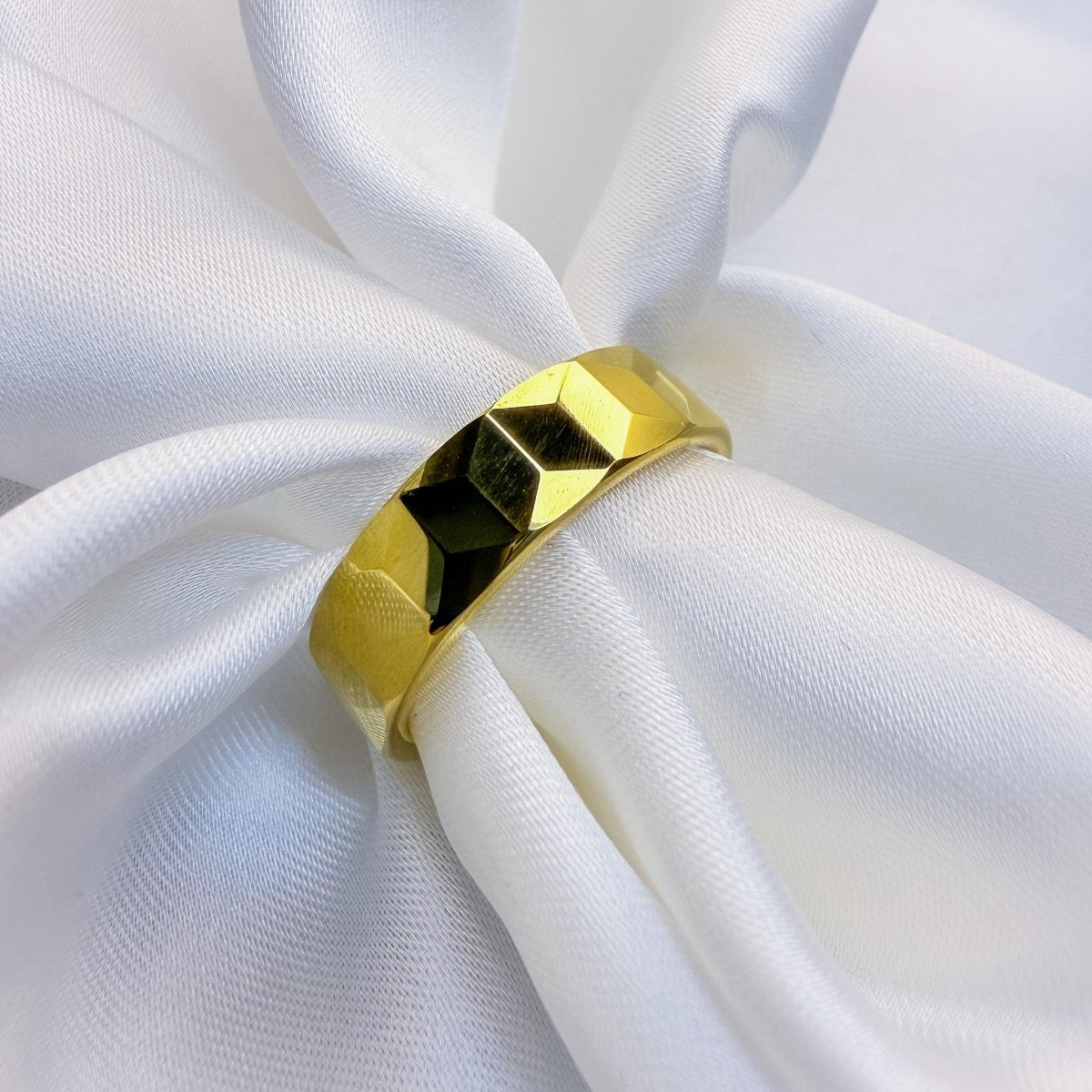 Black & Gold Hematite Faceted Ring - Inara Jewellery