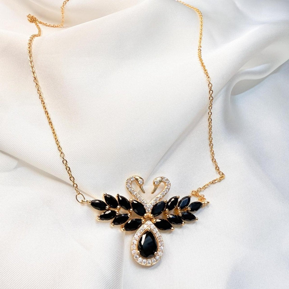 Crimson Grace Swan Pendant Necklace - Inara Jewellery