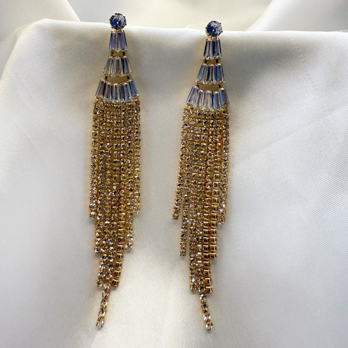 Crystal Rhinestone Tassel Dangle Earrings - Inara Jewellery