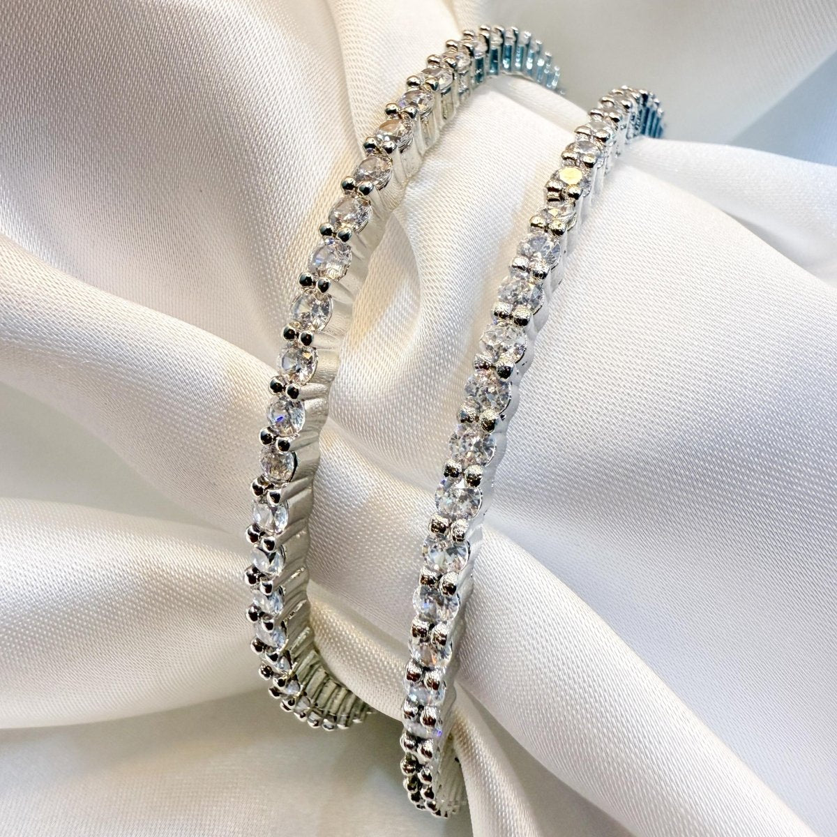 Dual Shine Silver & Golden Bangles - Inara Jewellery