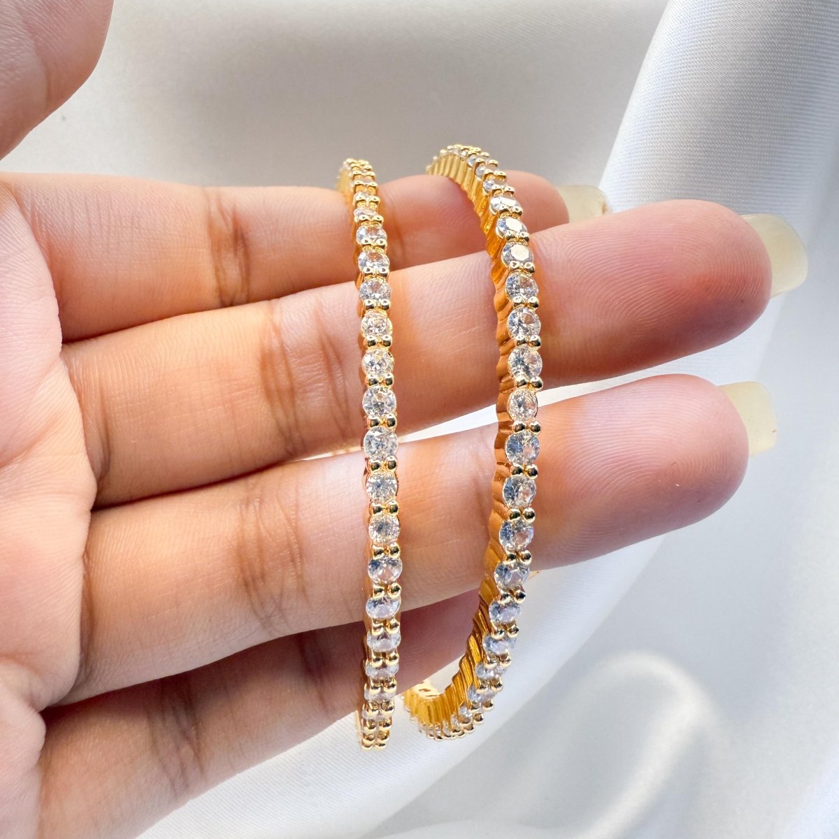 Dual Shine Silver & Golden Bangles - Inara Jewellery