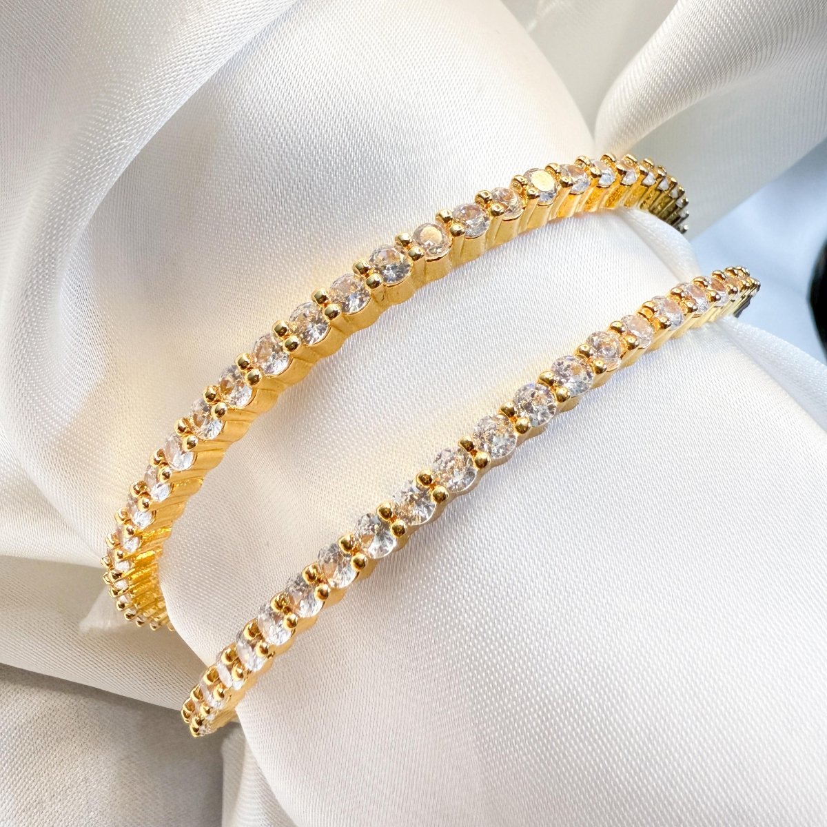 Dual Shine Silver & Golden Bangles - Inara Jewellery