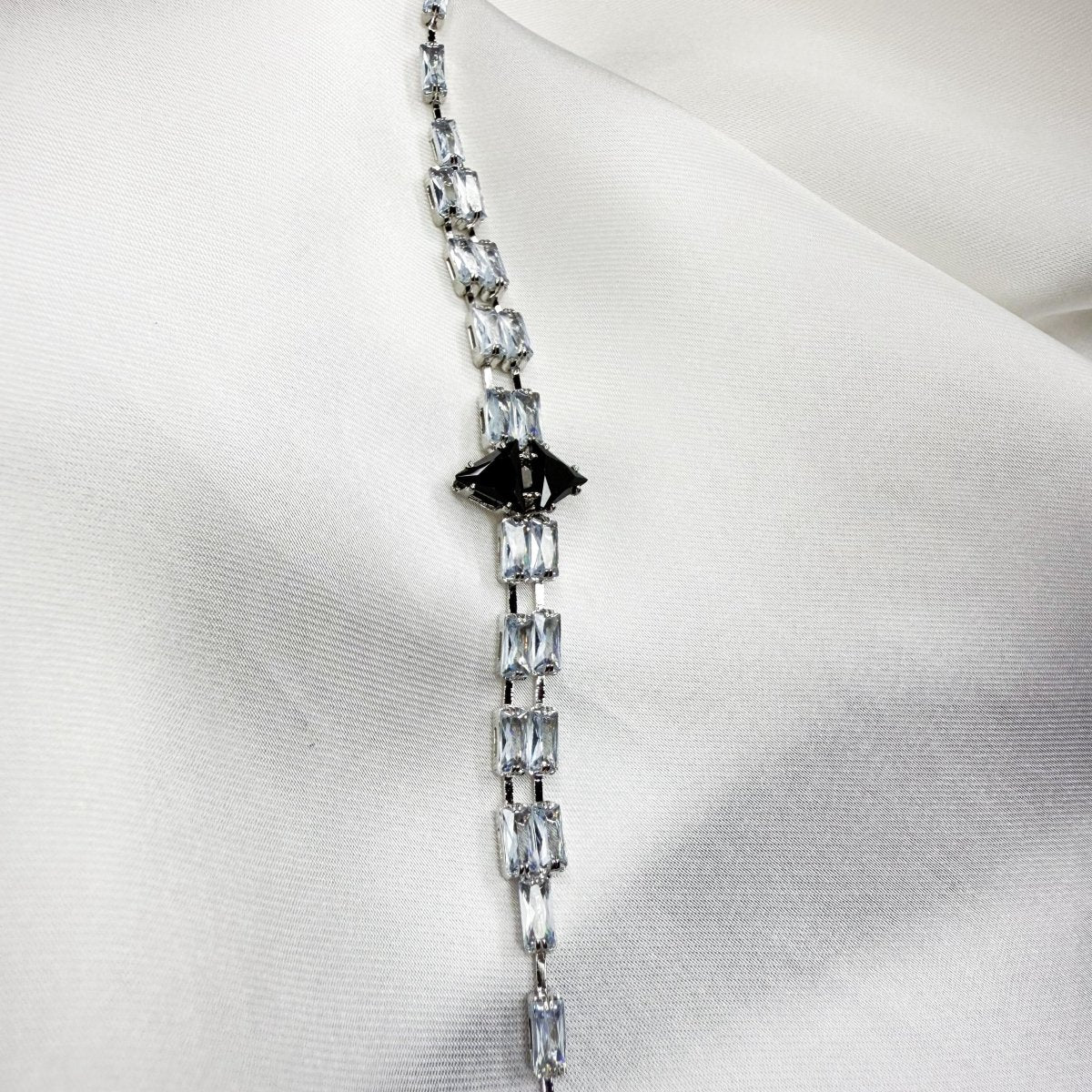 Elegant Black Stones Silver Bracelet - Inara Jewellery