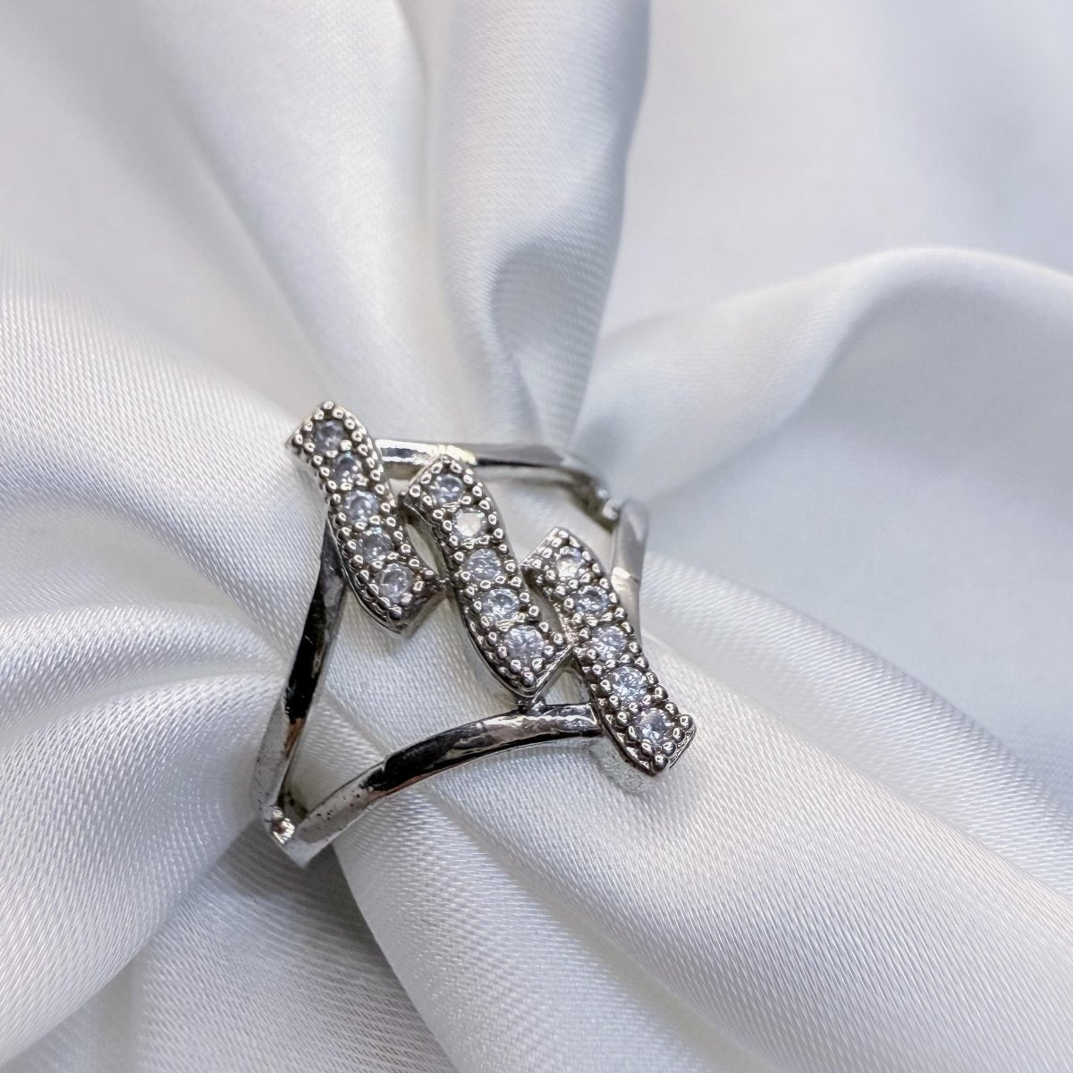 Elegant Bypass Diamond Simulant Ring - Inara Jewellery