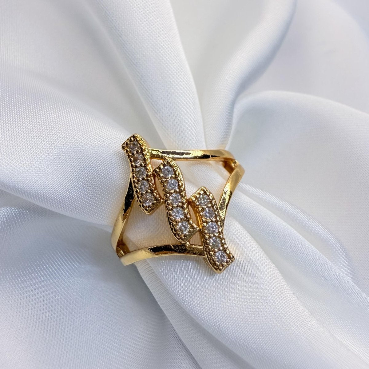Elegant Bypass Diamond Simulant Ring - Inara Jewellery