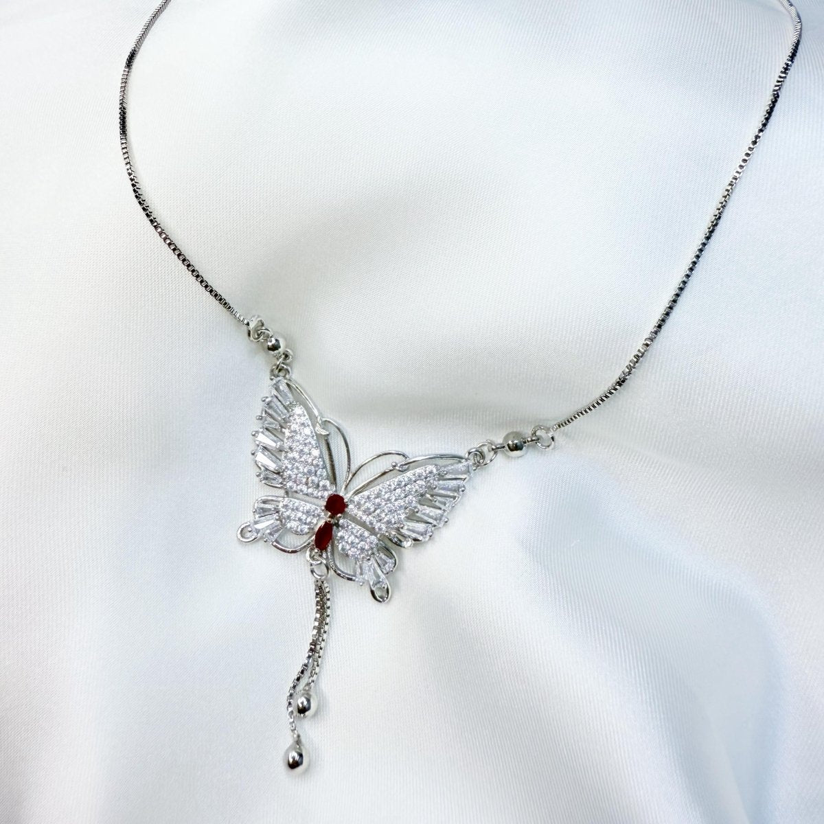Elegant Crystal Butterfly Necklace - Inara Jewellery