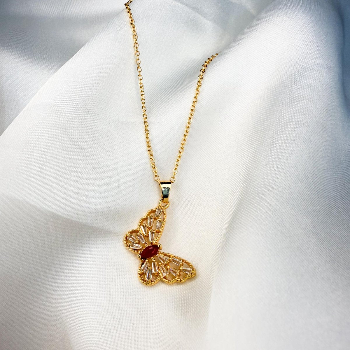 Elegant Crystal Butterfly Necklace - Inara Jewellery