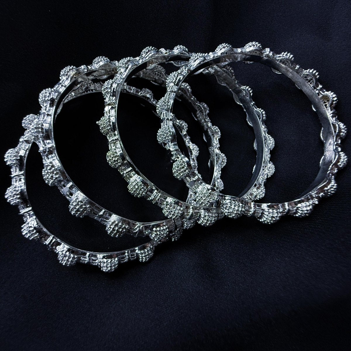 Elegant Floral Diamond - Cut Gold Bangles - Inara Jewellery