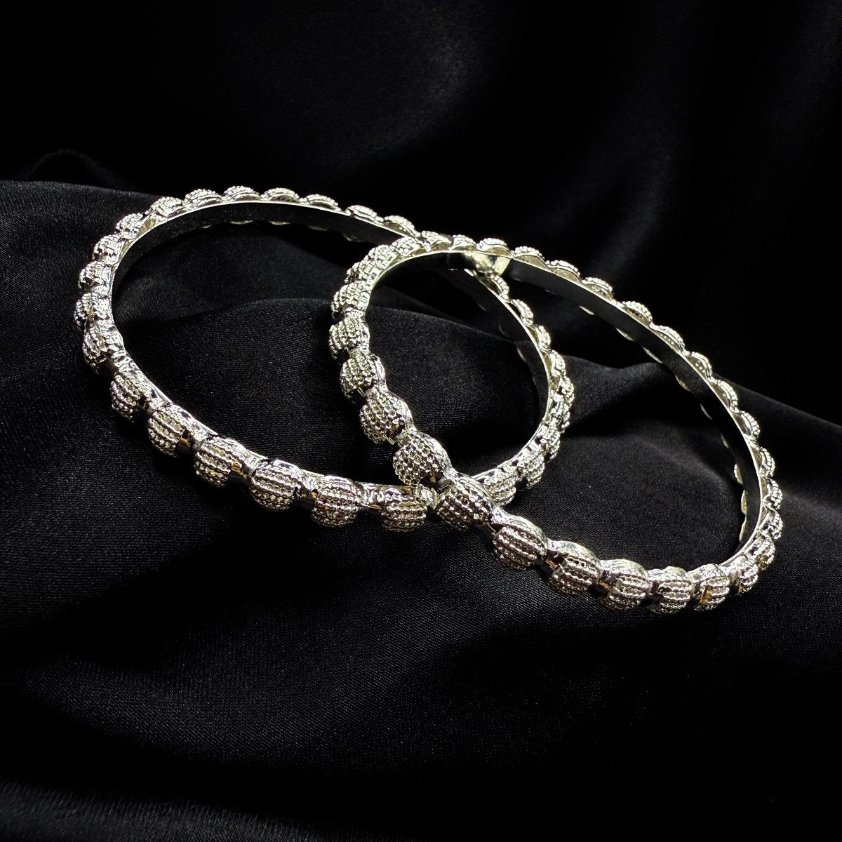 Elegant Floral Diamond - Cut Gold Bangles - Inara Jewellery