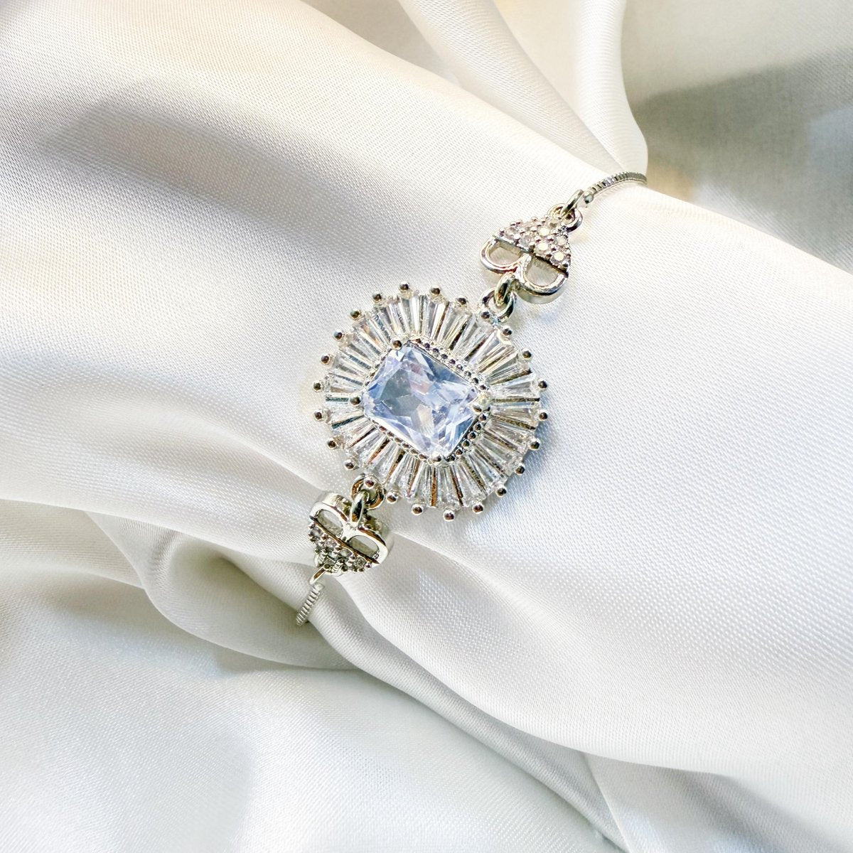 Elegant Ruby & Cubic Zirconia Bolo Bracelet - Inara Jewellery