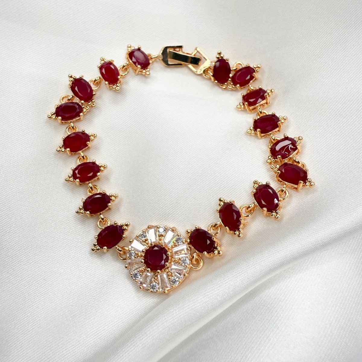 Fancy Crystal Red Zircon Bracelet - Inara Jewellery