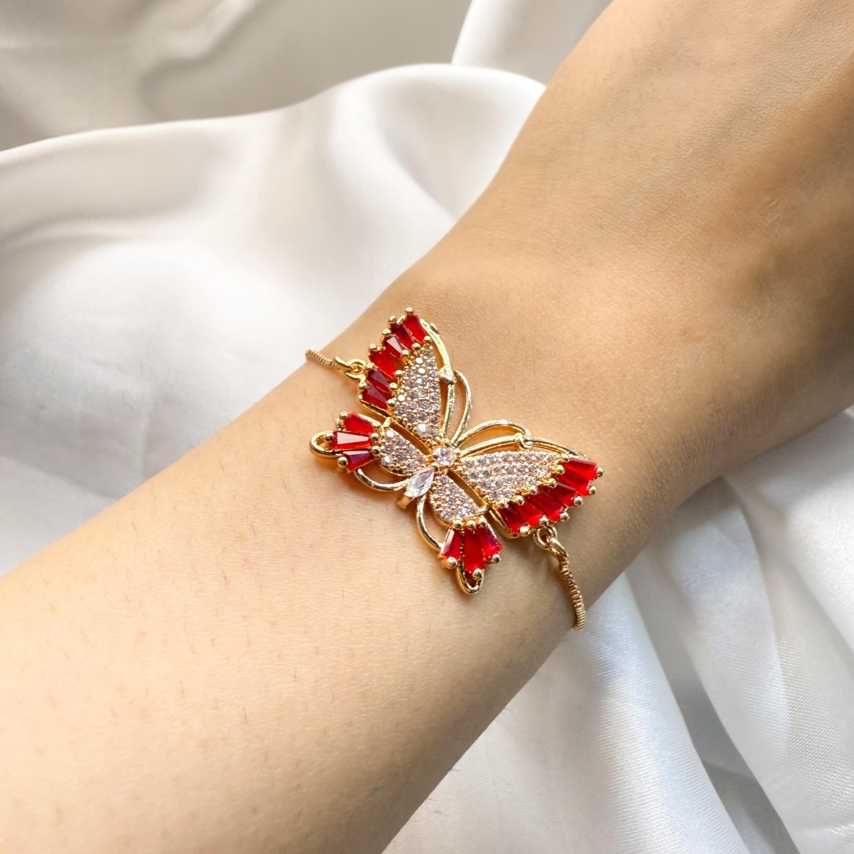 Gilded Crystal Butterfly Bracelet - Inara Jewellery