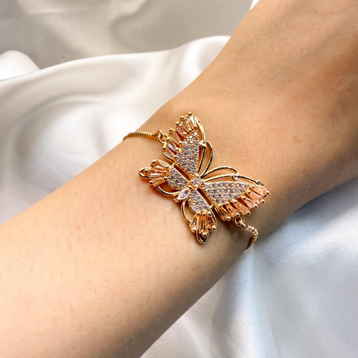 Gilded Crystal Butterfly Bracelet - Inara Jewellery