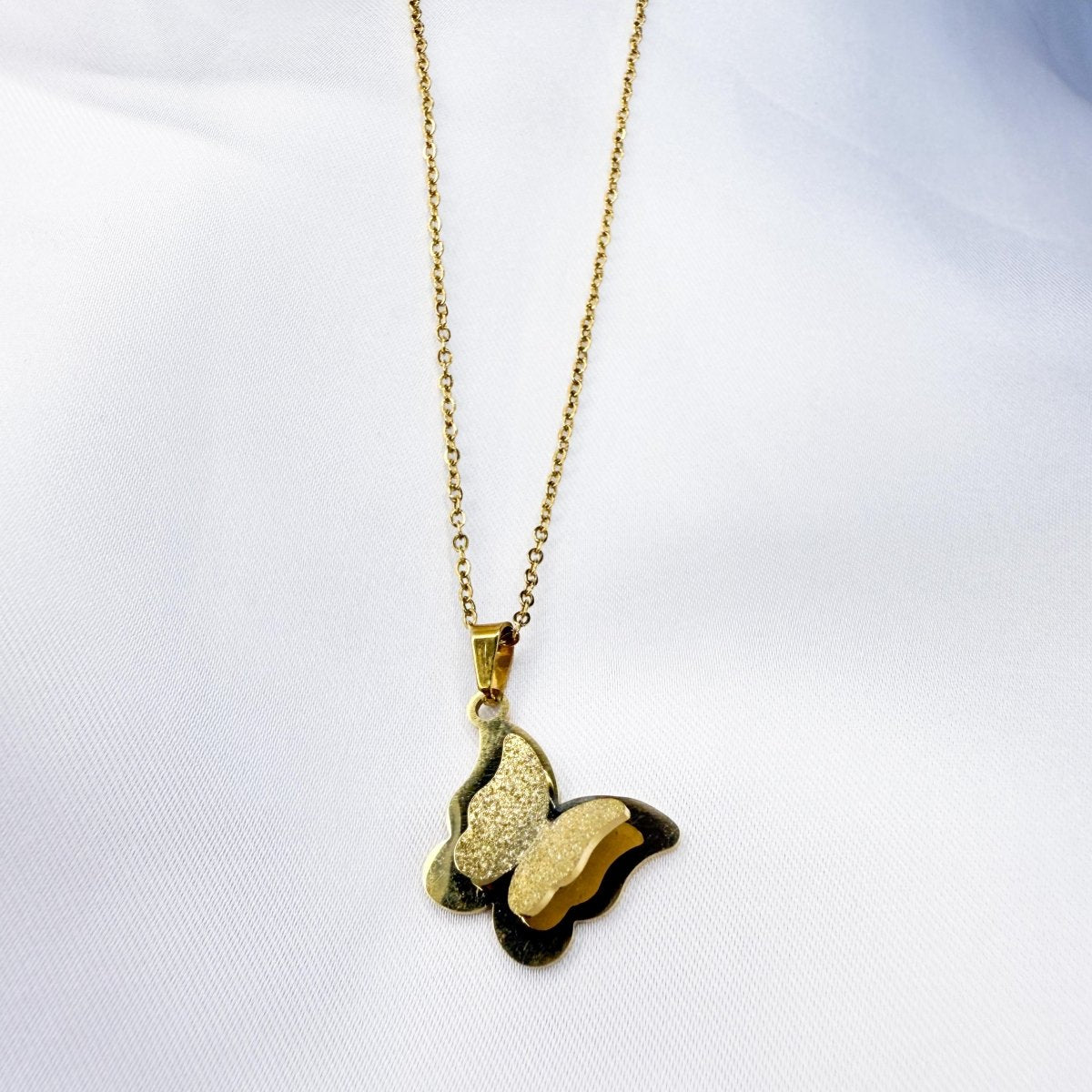 Gold Butterfly Pendant Necklace - Inara Jewellery