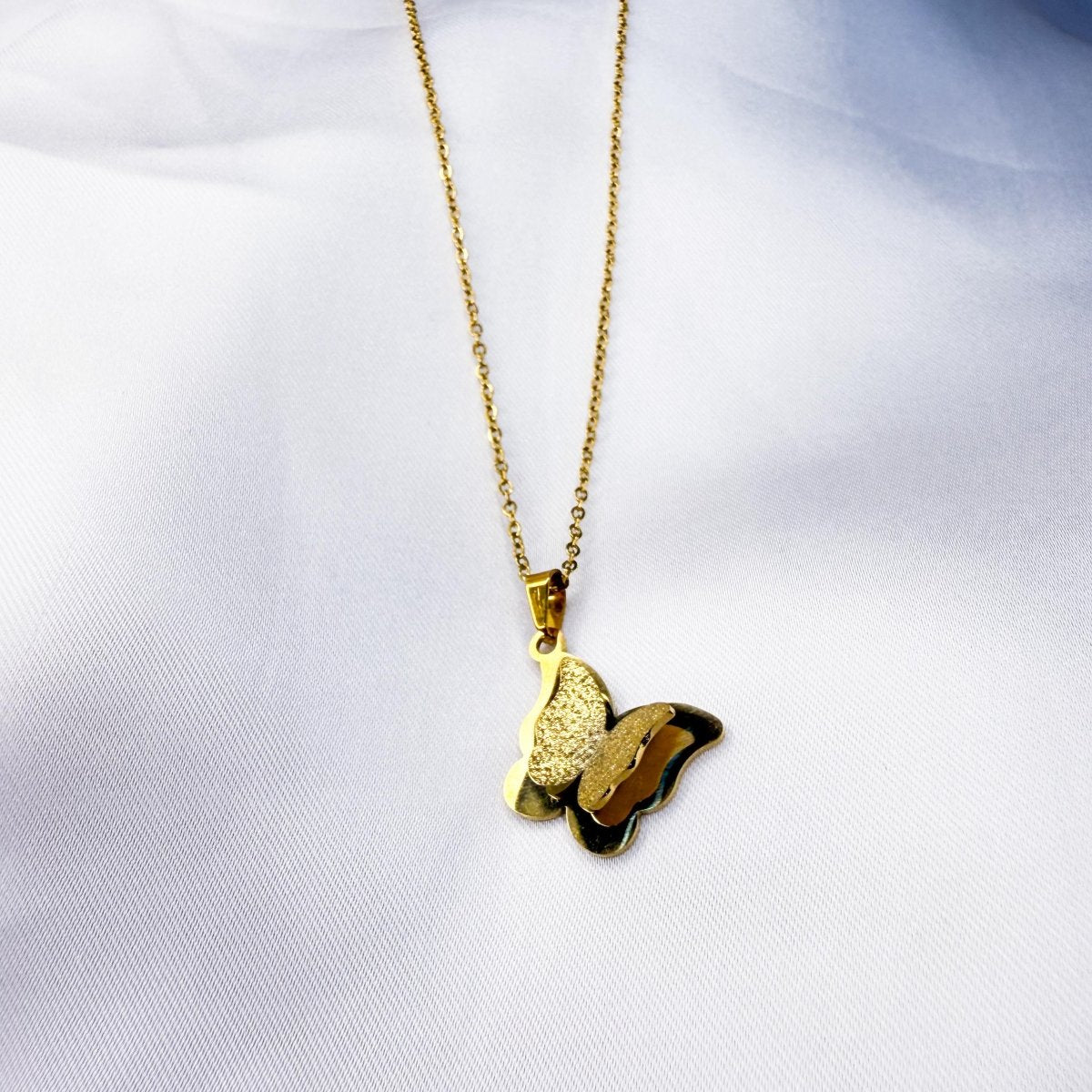 Gold Butterfly Pendant Necklace - Inara Jewellery