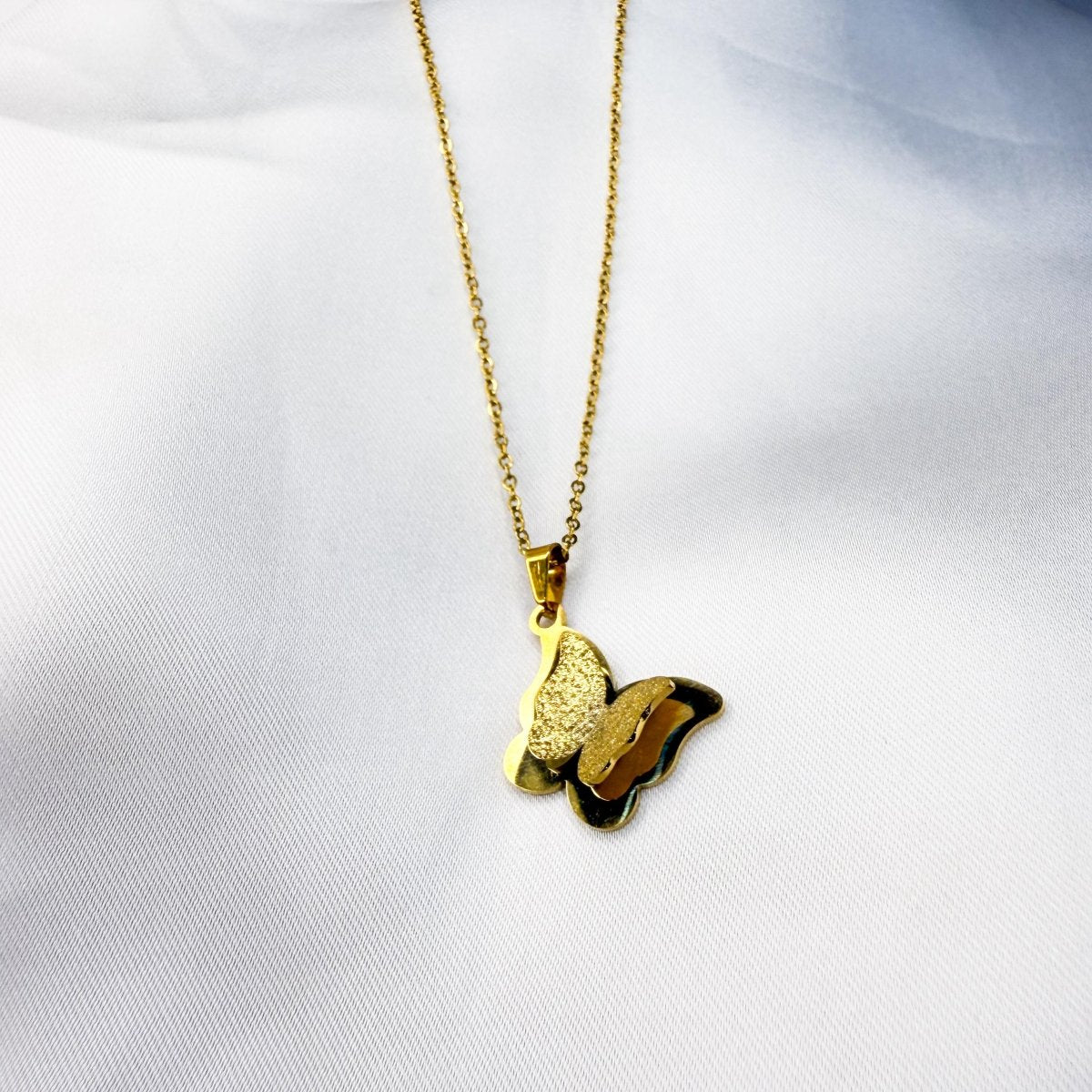 Gold Butterfly Pendant Necklace - Inara Jewellery