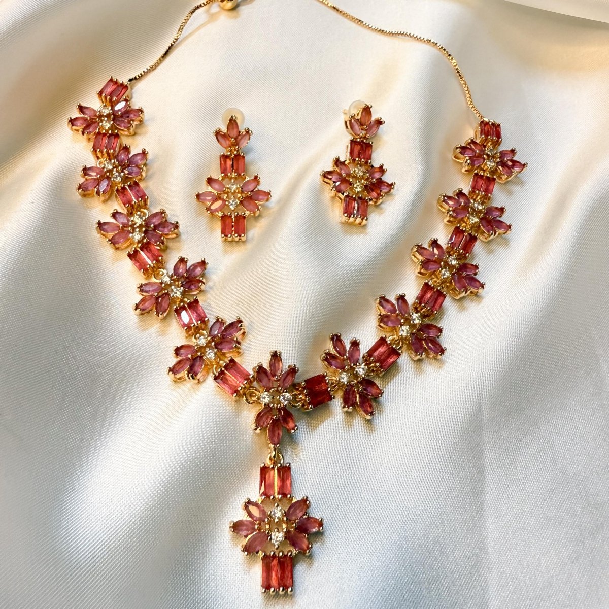 Gold - Plated American Diamond Set - Inara Jewellery