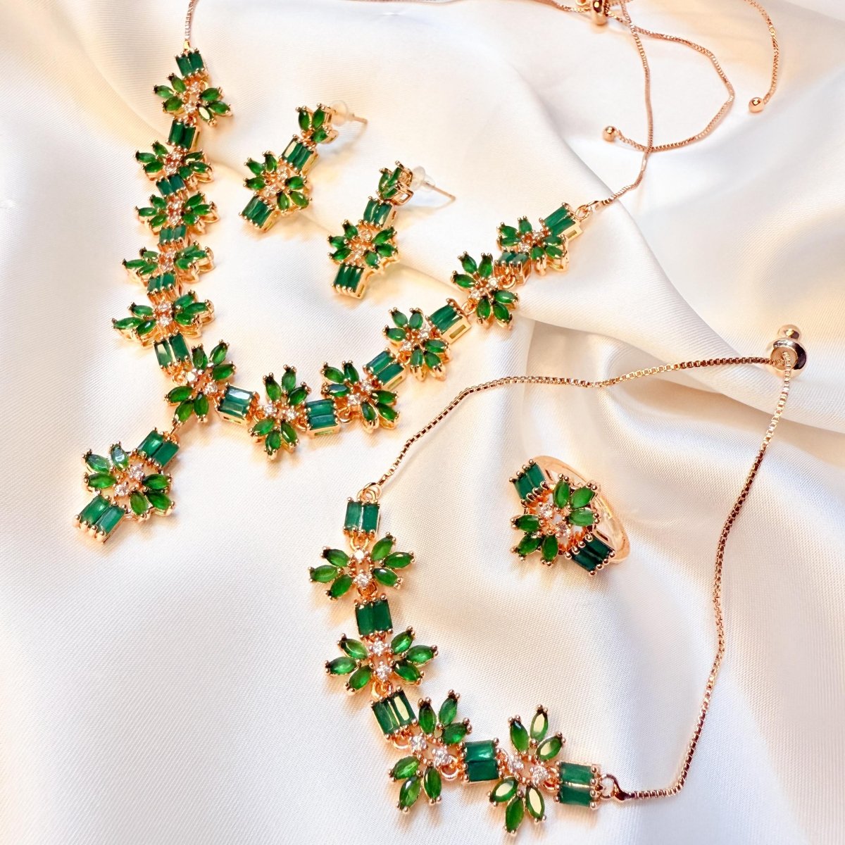 Gold - Plated American Diamond Set - Inara Jewellery