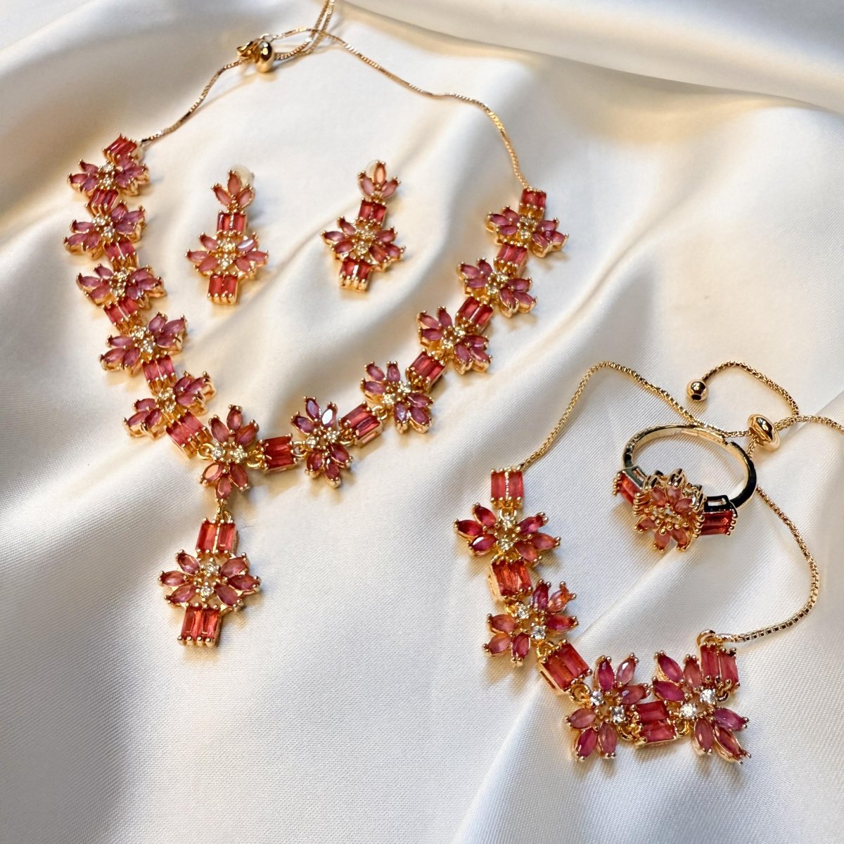 Gold - Plated American Diamond Set - Inara Jewellery