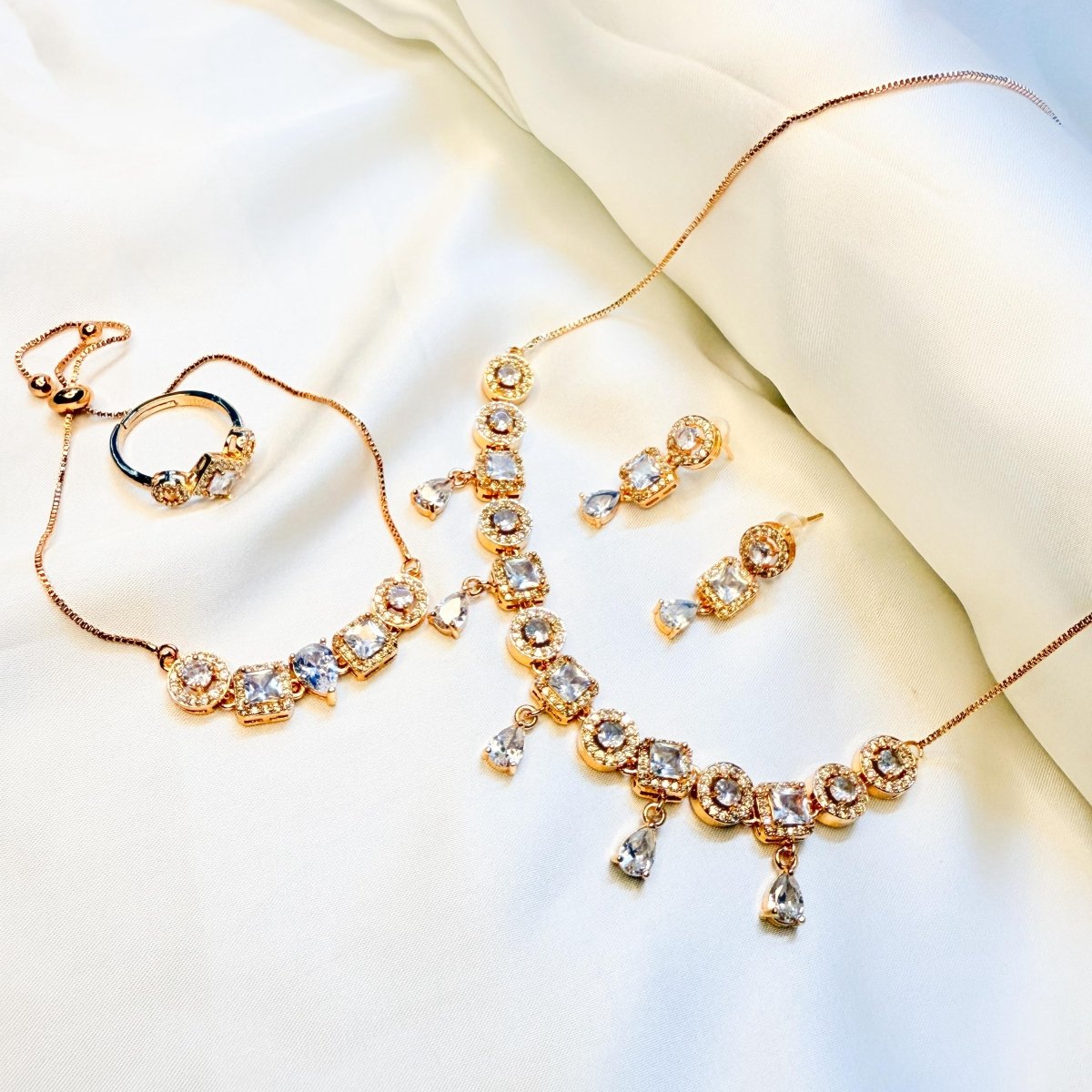 Gold - Plated Cubic Zirconia Set - Inara Jewellery