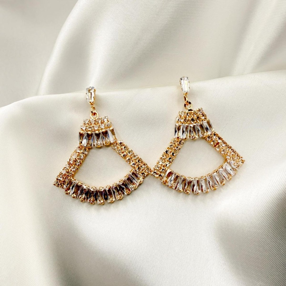 Gold - Toned Crystal Drop Earrings - Inara Jewellery