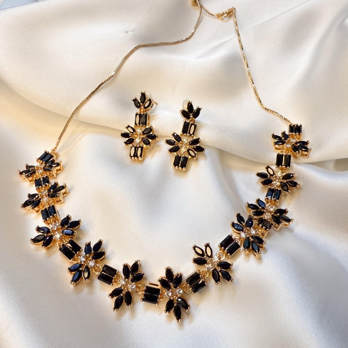 Gold - Toned Set with Sparkling White Stones - Inara Jewellery