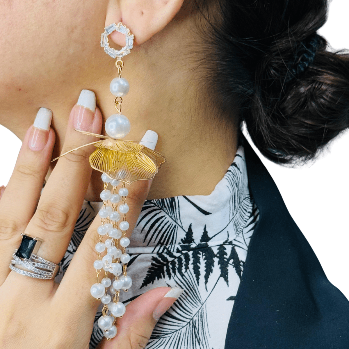 Golden Cascade Pearl Bloom - Inara Jewellery