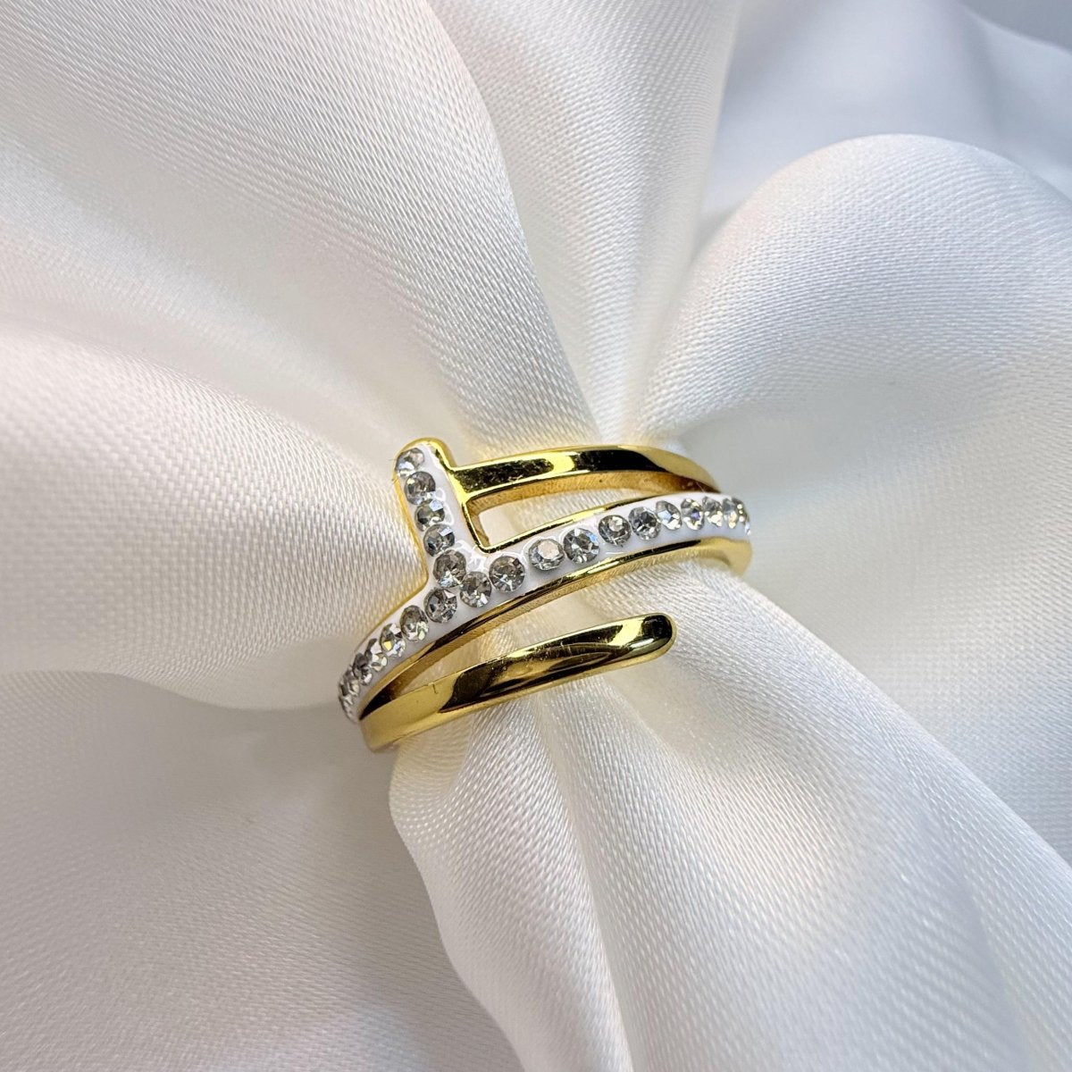 Golden Embrace Zircon Ring - Inara Jewellery