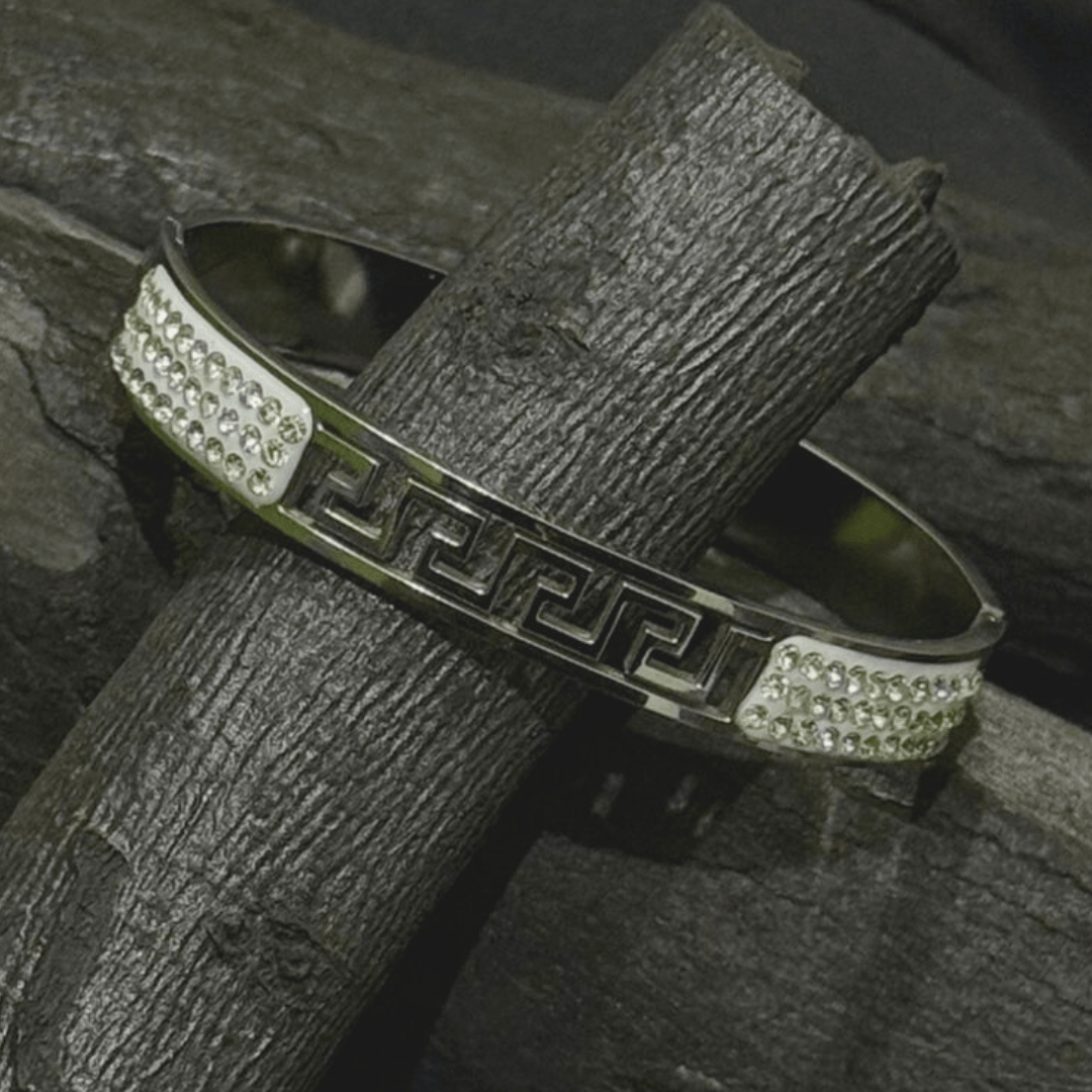 Greek Key Bangle - Inara Jewellery