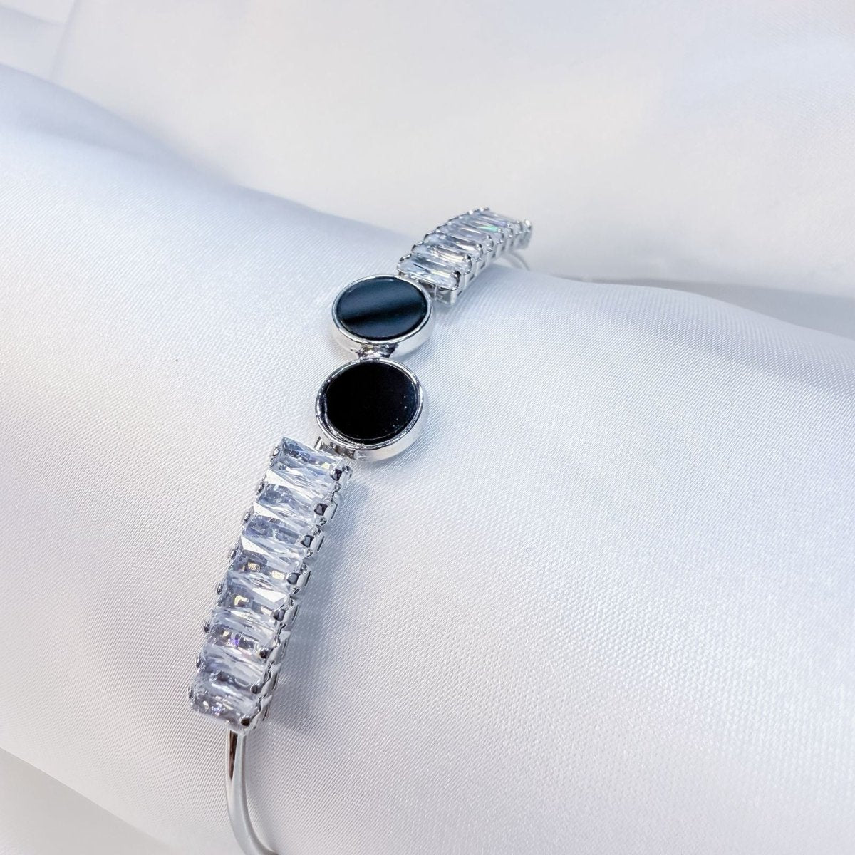 Midnight Edge Black Stone Bangle - Inara Jewellery