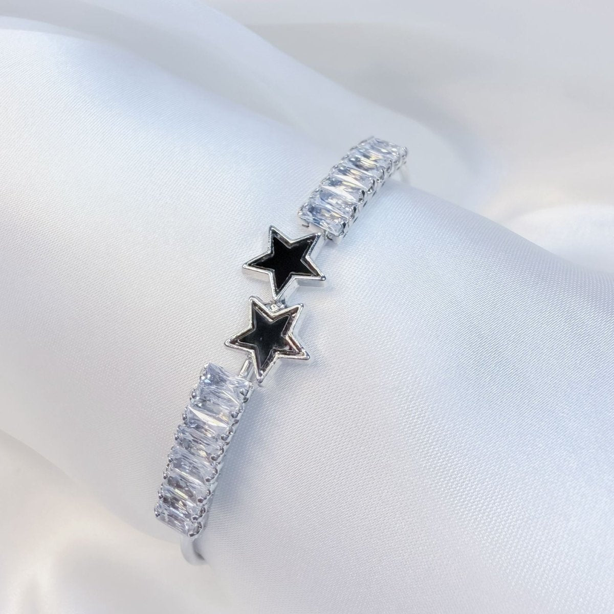 Midnight Edge Black Stone Bangle - Inara Jewellery
