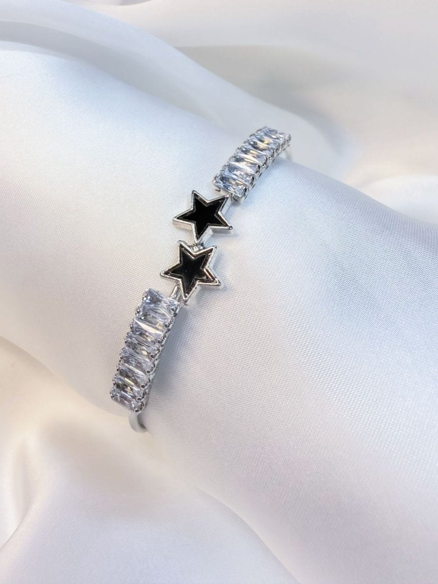 Midnight Edge Black Stone Bangle - Inara Jewellery