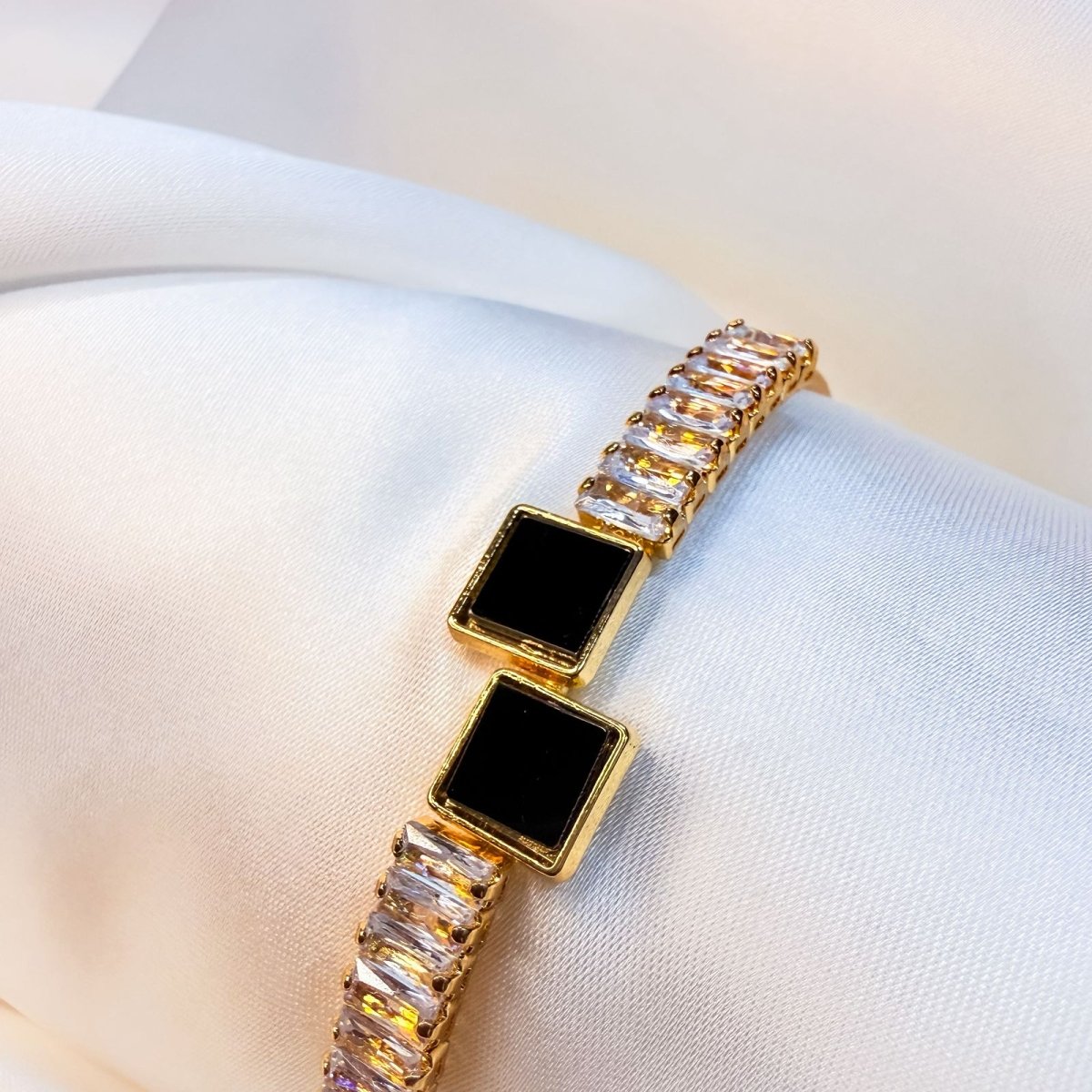Midnight Edge Black Stone Bangle - Inara Jewellery