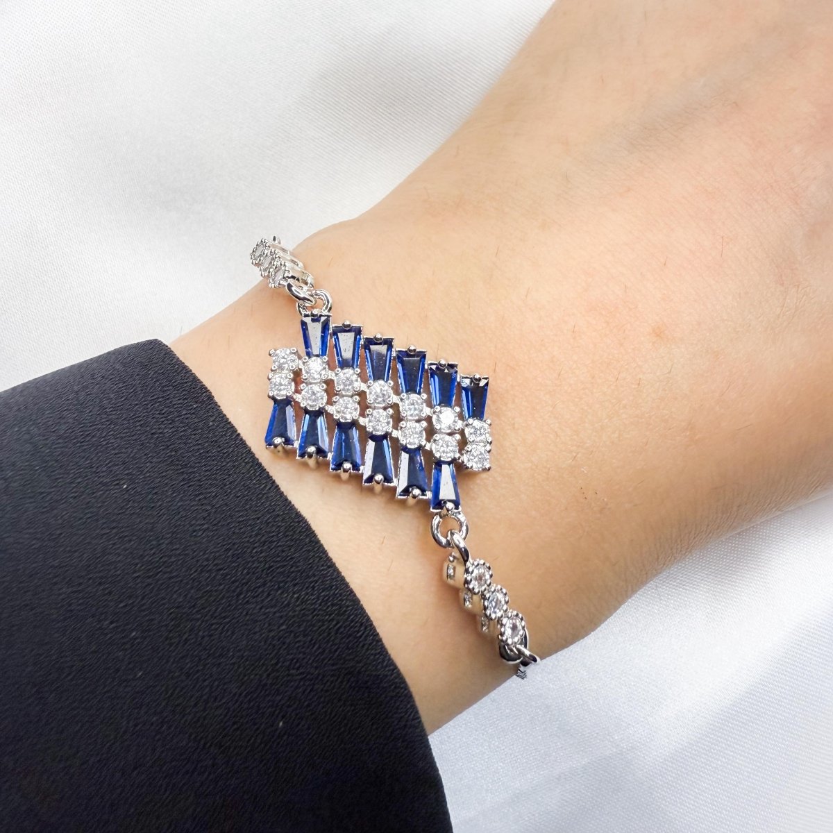 Midnight Silver Stone Bracelet - Inara Jewellery