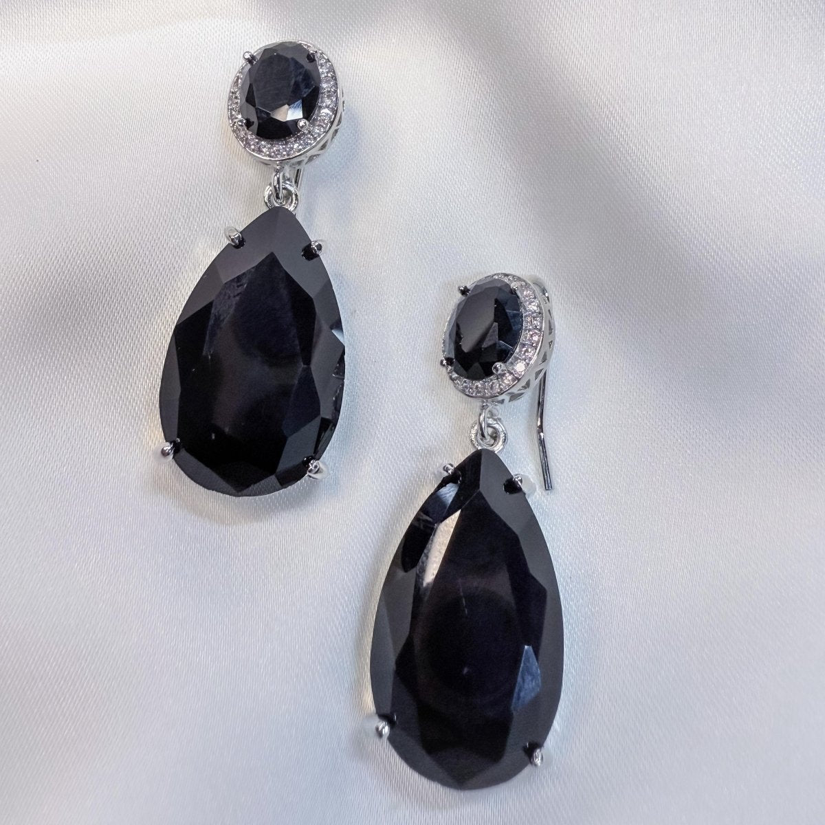 Modern Glamour Jet Drop Earrings - Inara Jewellery