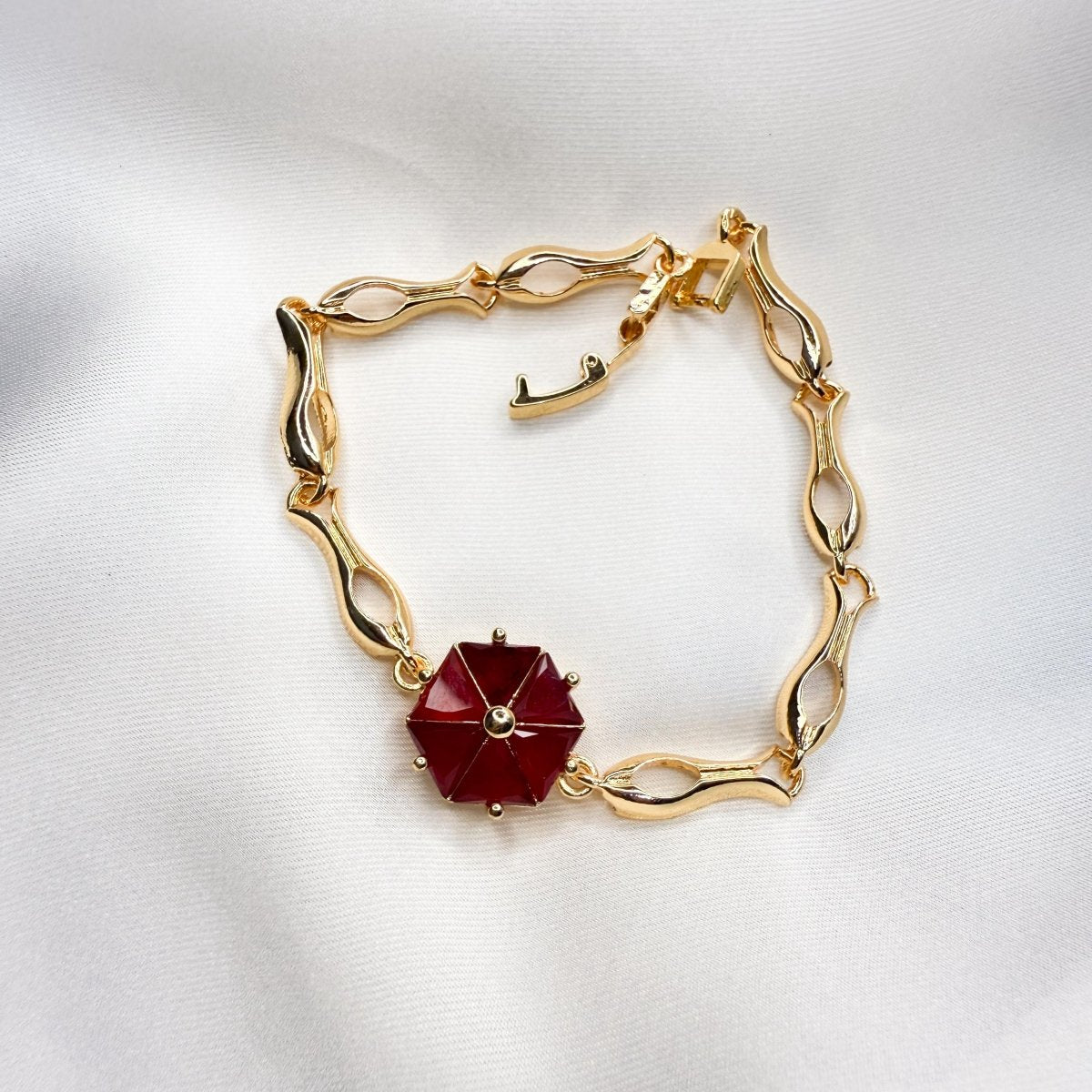 Obsidian Bracelet with Chrysanthemum Motif - Inara Jewellery