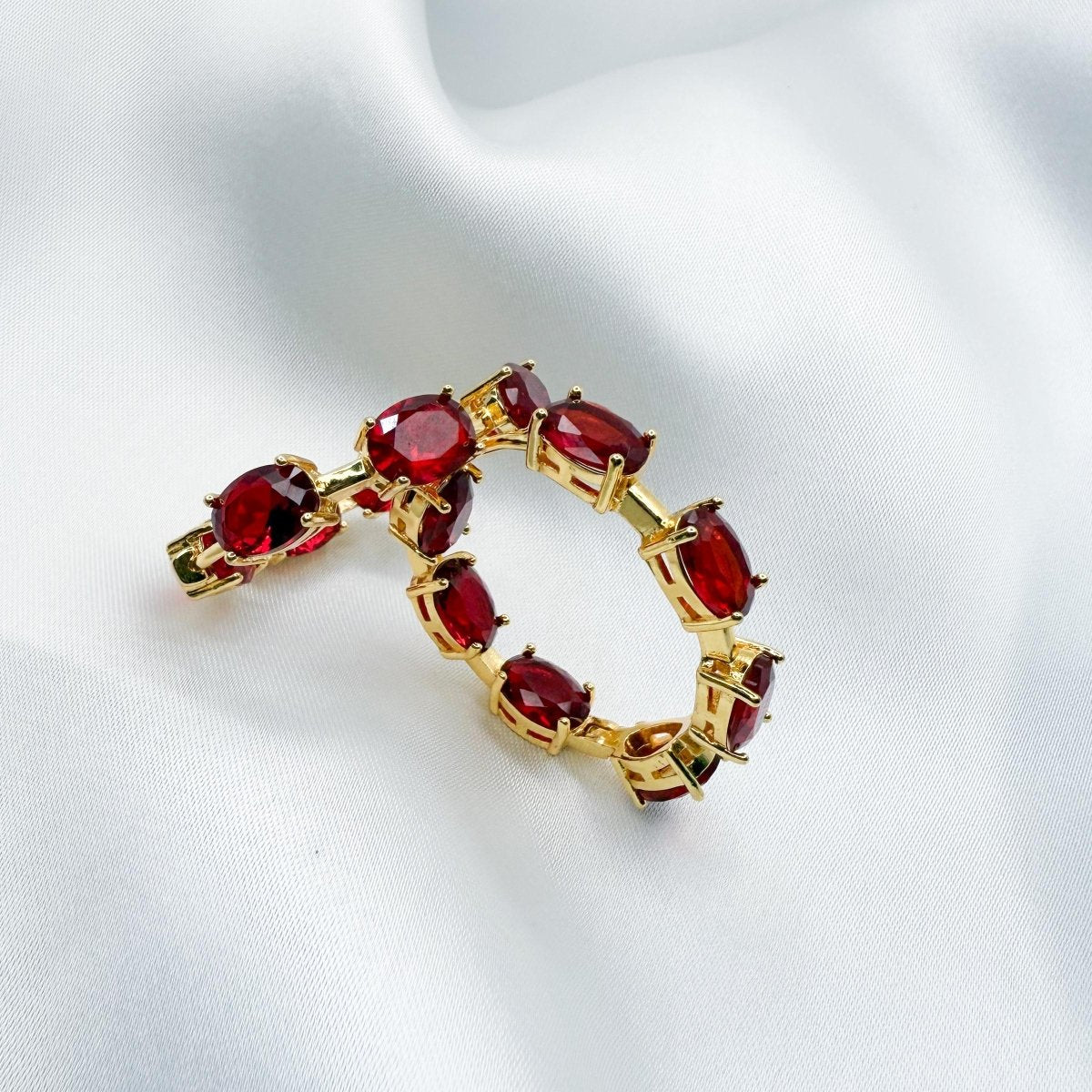 Oval Cut Stone Hoop Earrings - Inara Jewellery