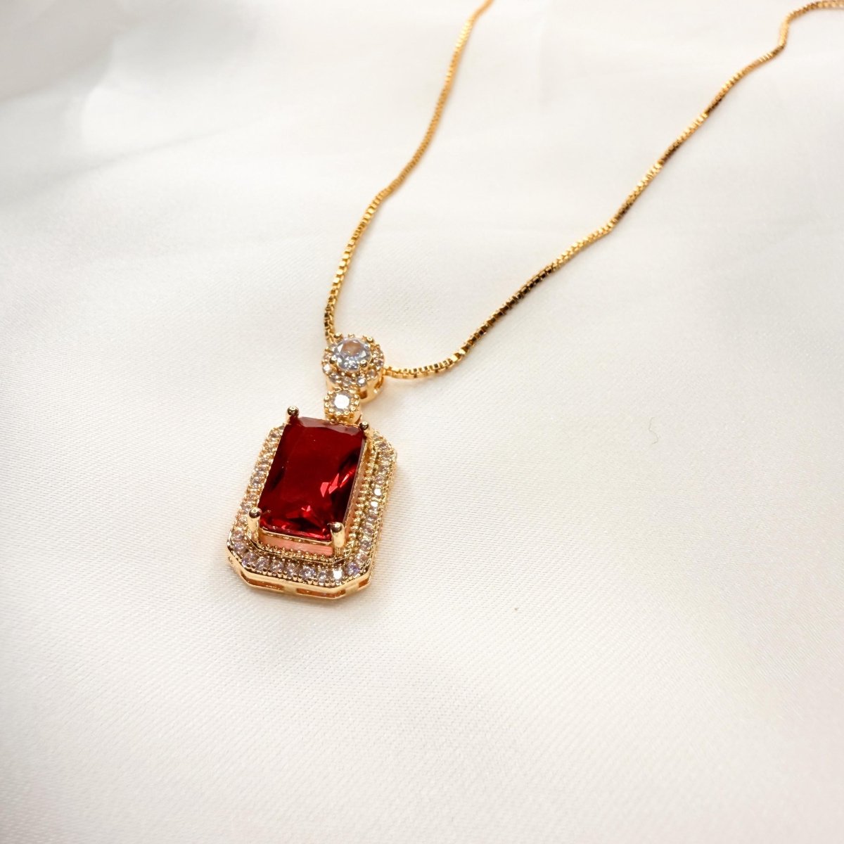 Red Zircon Pendant Necklace - Inara Jewellery