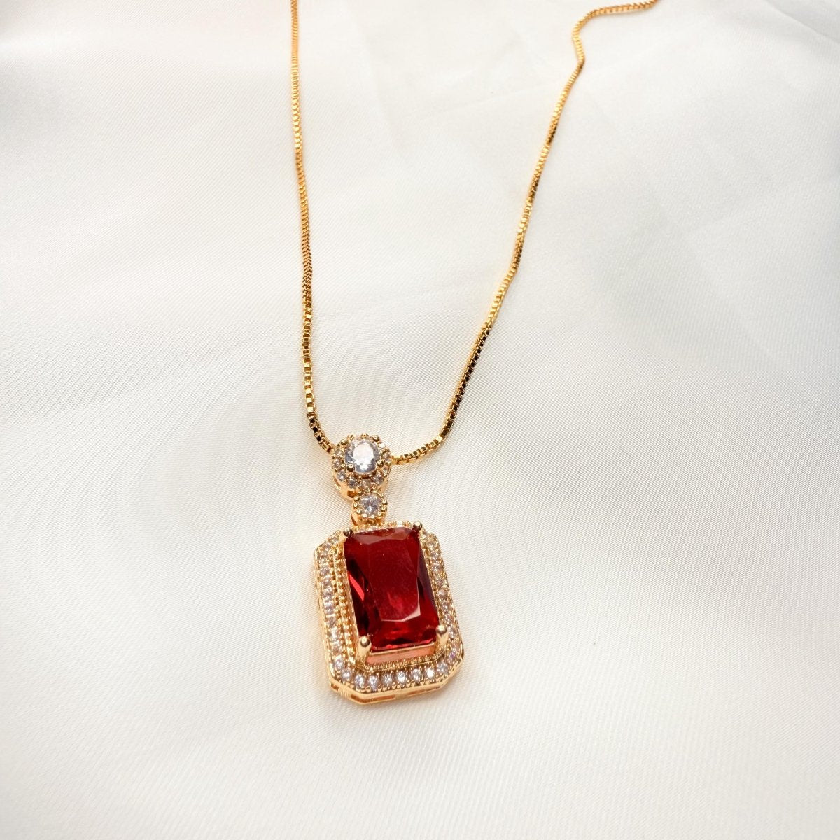Red Zircon Pendant Necklace - Inara Jewellery