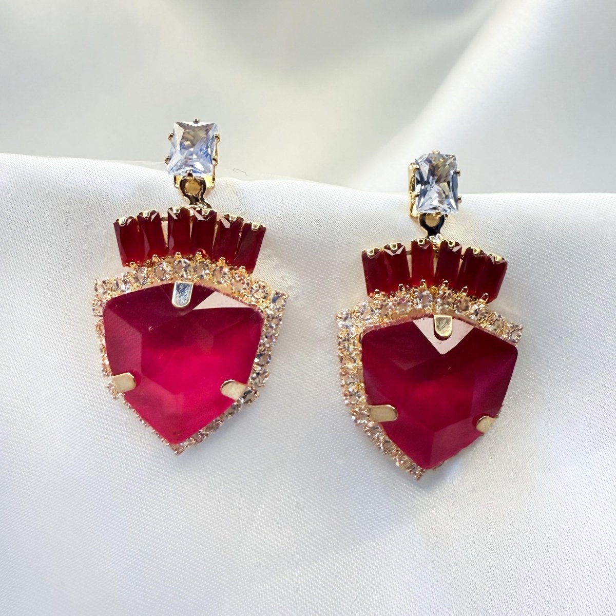 Regal Ruby - Inspired Drop Earrings - Inara Jewellery