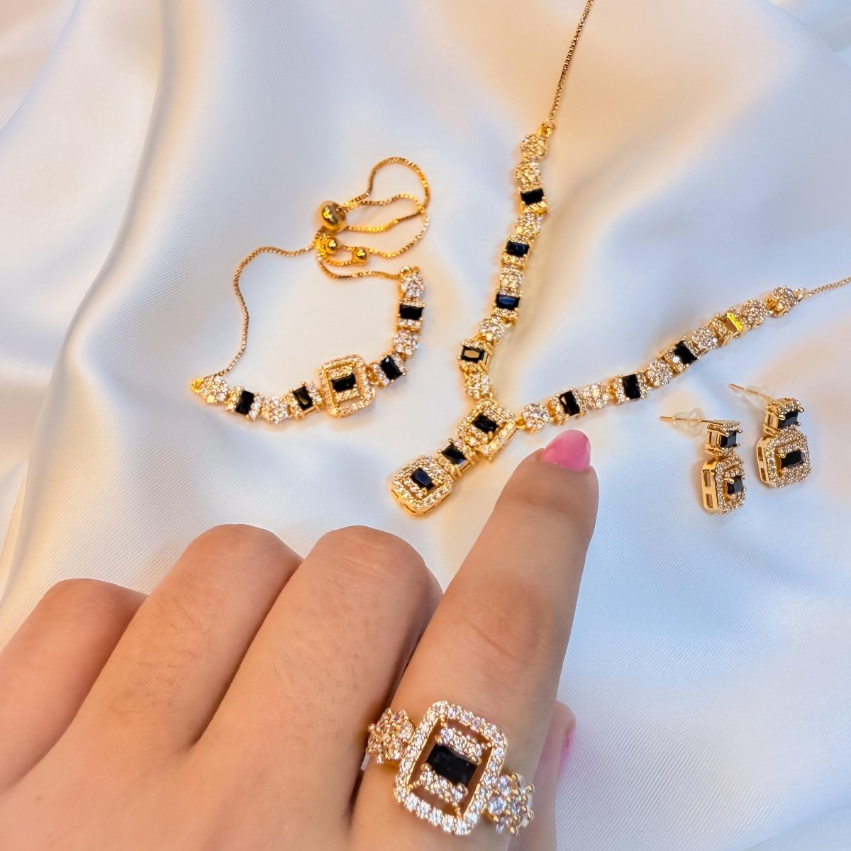 Rhodium - Plated Zircon Set - Inara Jewellery