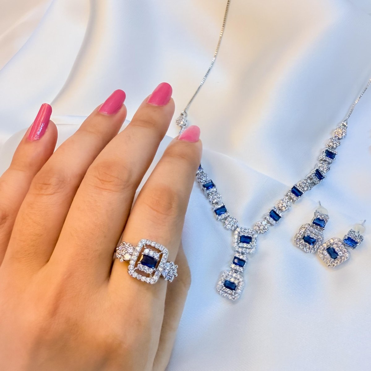 Rhodium - Plated Zircon Set - Inara Jewellery