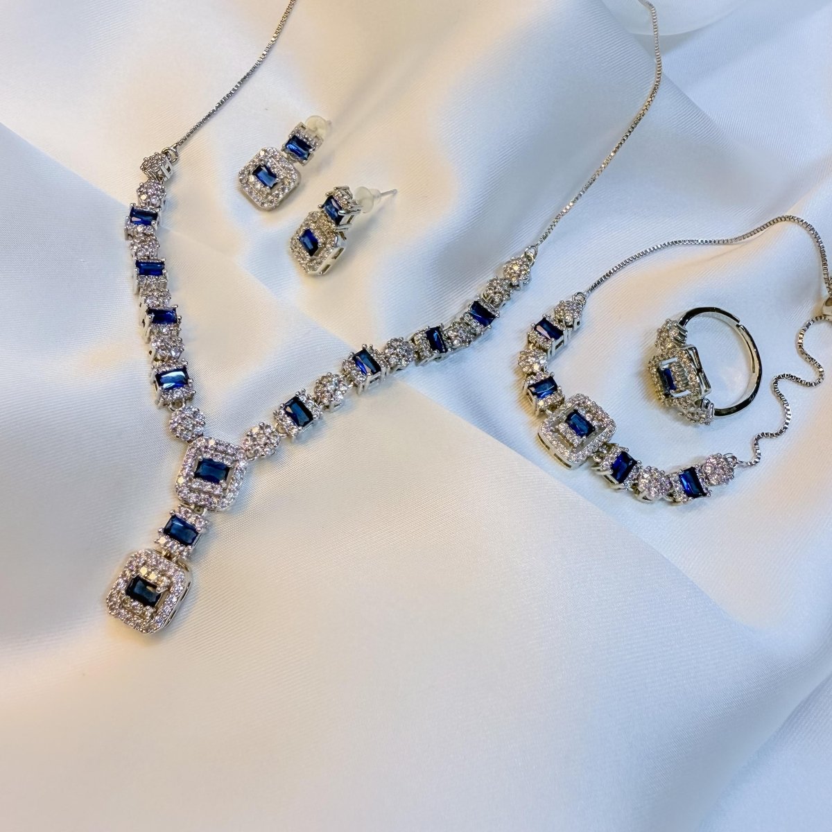 Rhodium - Plated Zircon Set - Inara Jewellery