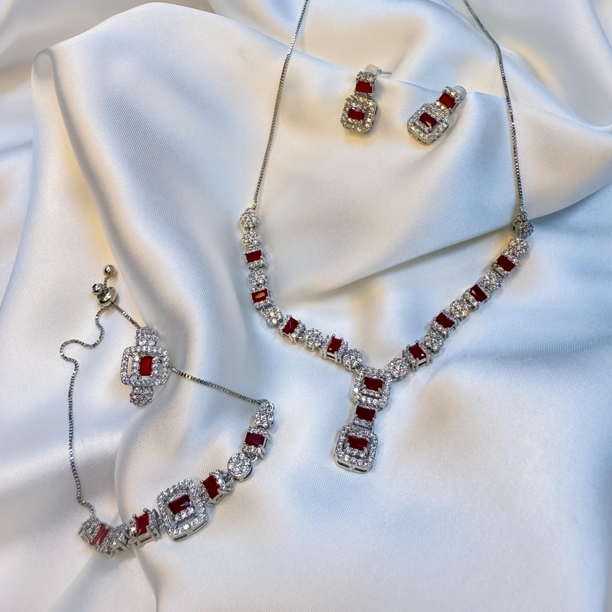 Rhodium - Plated Zircon Set - Inara Jewellery