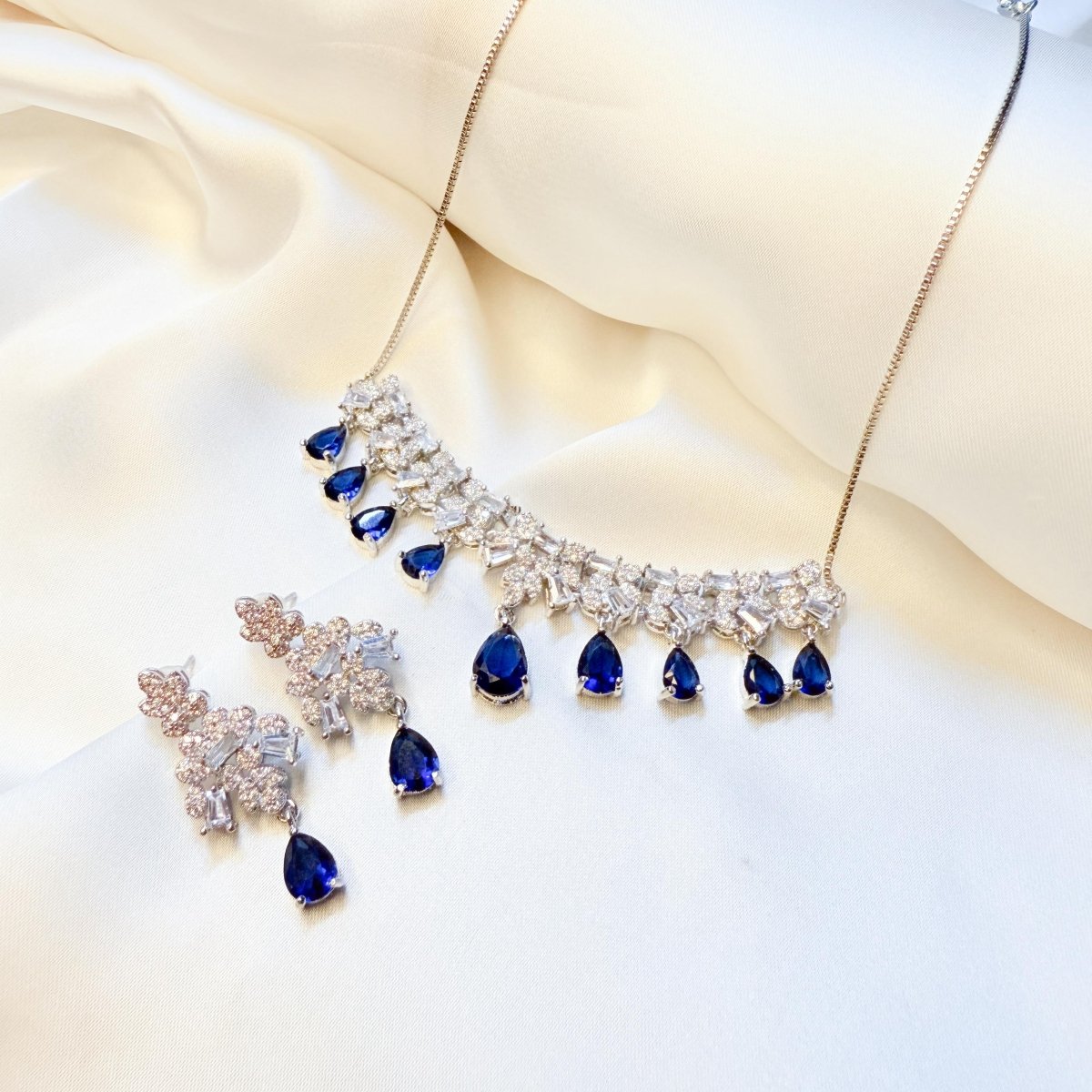 Ruby and Diamond/Zirconia Jewelry Set - Inara Jewellery