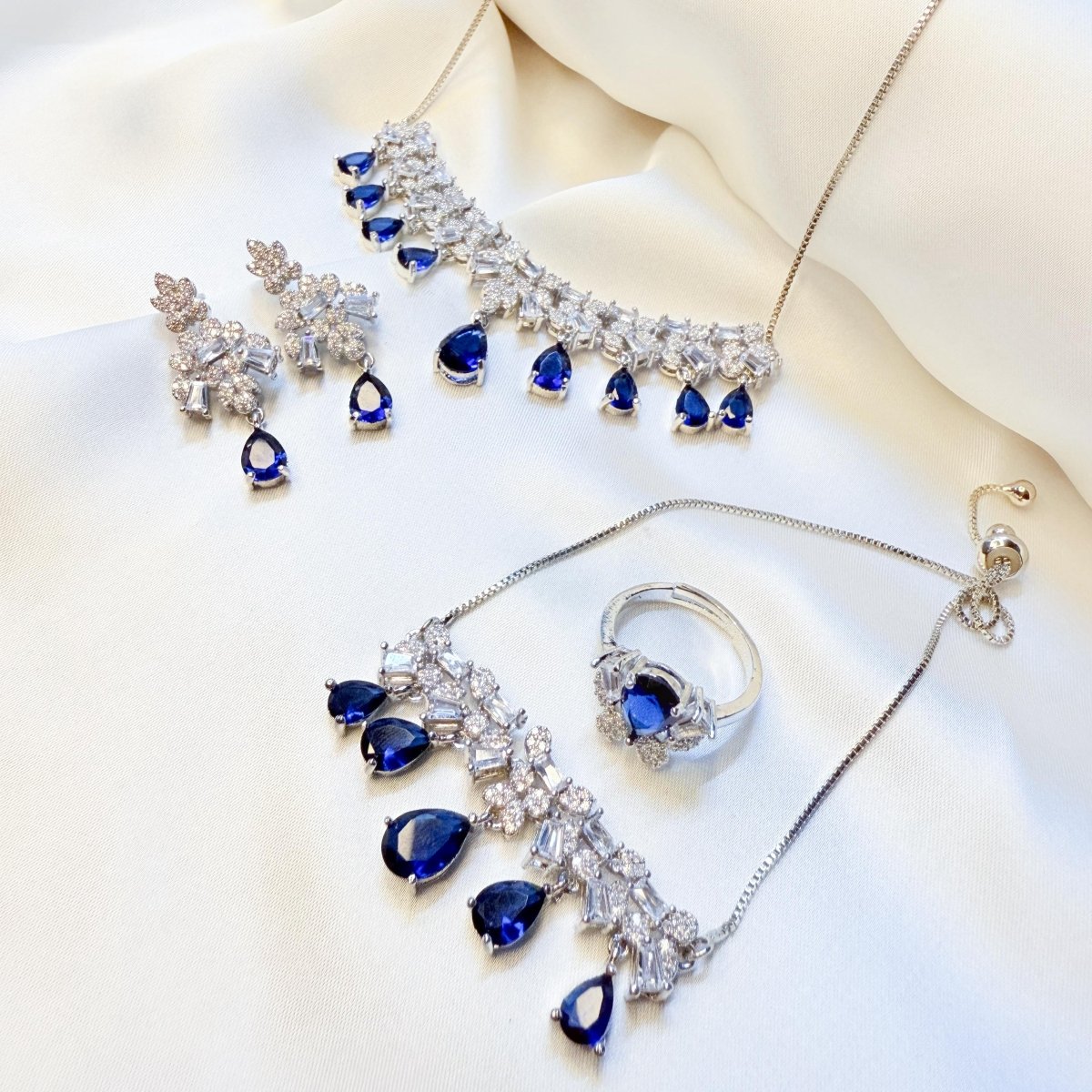 Ruby and Diamond/Zirconia Jewelry Set - Inara Jewellery