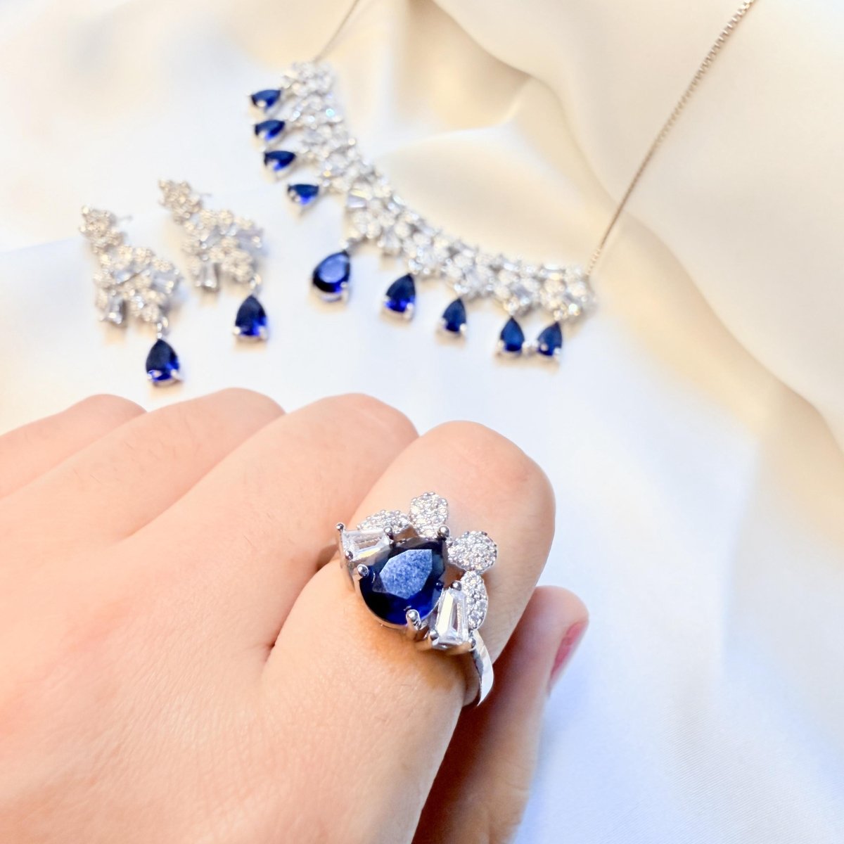 Ruby and Diamond/Zirconia Jewelry Set - Inara Jewellery